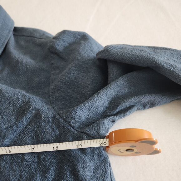 Minibee 100% Linen Lagenlook Coastal Beach Button Up Front Pockets Women SZ L - Picture 3 of 16